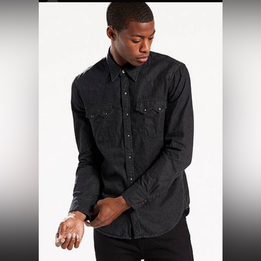 Levi's Black western button down size small cone … - image 8